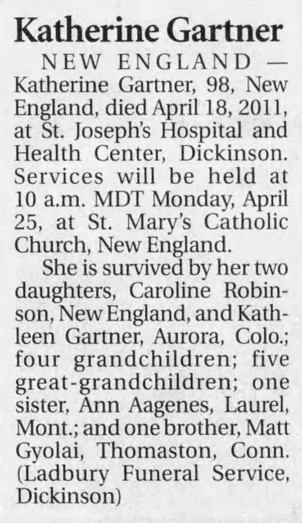 Clipping from The Bismarck Tribune